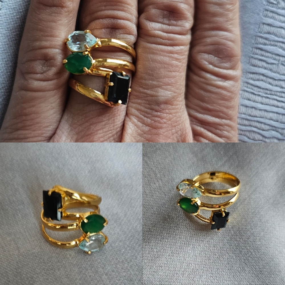 Three Semi Precious stones Ring